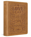 ESV Single Column Journaling Bible  Nubuck Caramel, 1 Corinthians 13:7